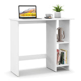 Tangkula White Desk with Storage Shelves, Modern Small Writing Desk with Adjustable Shelf (White)