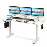 Tangkula Standing Desk with Drawers, Electric Stand-up Desk with Monitor Stand