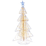 Tangkula 5 FT Animated Lighted Christmas Tree, Light-up Xmas Tree with 252 Warm & 202 Cold LED Lights