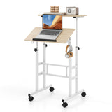 Tangkula Mobile Stand Up Desk, Adjustable Computer Desk, Height Adjustable and Special Tilting Surface Design