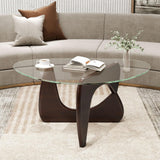 Tangkula Triangle Glass Coffee Table, Mid-Century Modern Center Table with Tempered Glass Top