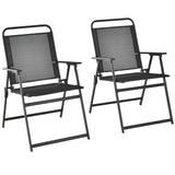 Tangkula Outdoor Folding Chairs Set of 2, Patio Dining Chairs with Breathable Seat & Cozy Armrests