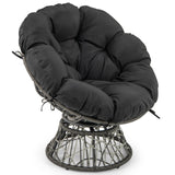 Tangkula PE Wicker Papasan Chair with 360° Swivel Base