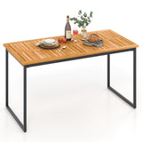 Tangkula Patio Acacia Wood Dining Table for 8 Person