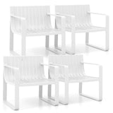 Tangkula Patio Chairs Set of 2/4, Weather-Resistant Plastic Outdoor Armchairs