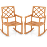 Tangkula Teak Wood Rocking Chair, Oversized Porch Rocker with Backrest and Slatted Seat(1/2, 30 x 23 x 35 Inch)