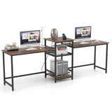 Tangkula 97" Extra Long 2-Person Computer Desk with Power Outlet