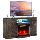 Tangkula 58” Fireplace TV Stand with 23” 3-Side Glass Electric Fireplace