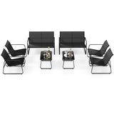 Tangkula 4 Pieces Patio Furniture Set, Outdoor Conversation Set with Tempered Glass Coffee Table