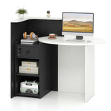 Tangkula Reception Desk, Front Counter Desk with Lockable Drawer & Adjustable Shelf