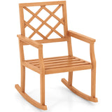 Tangkula Teak Wood Rocking Chair, Oversized Porch Rocker with Backrest and Slatted Seat(1/2, 30 x 23 x 35 Inch)