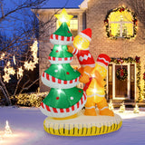 Tangkula 7 FT Lighted Christmas Inflatable Gingerbread Men Climbing Christmas Tree with LED Lights & Built-in Fan