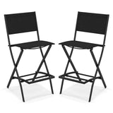 Tangkula Outdoor Barstools Set of 6, Counter Height Folding Bar Chairs with Back and Footrest