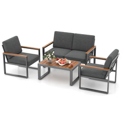 Tangkula 4/8 Piece Patio Aluminum Furniture Set(Gray)