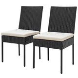 Tangkula Wicker Patio Dining Chairs, Outdoor Armless Wicker Chairs with Cushions, Backrest, Sturdy Metal Frame