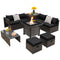 9 Pieces Patio Furniture Set with 50,000 BTU Propane Fire Pit Table - Tangkula