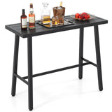 Tangkula 36" Patio Counter Height Bar Table, Rectangular High Pub Table with Sturdy Metal Frame and Adjustable Foot Pads