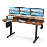 Tangkula Standing Desk with Drawers, Electric Stand-up Desk with Monitor Stand