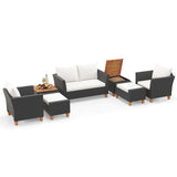 Tangkula 7 Pieces Patio Furniture Set, PE Rattan Sectional Sofa Set with Loveseat