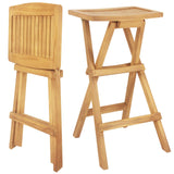 Tangkula Outdoor Bar Stools Set, No Assembly Foldable Teak Wood Bar Height Stool with Countered Seat & Footrest