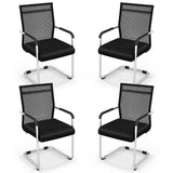 Tangkula Stackable Conference Chairs Set of 4/8/12, Mid Back Office Guest Chairs with Mesh Fabric & Sled Base