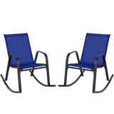 Tangkula Patio Rocking Chair Set of 2/4, Outdoor Ergonomic Rockers with Breathable Fabric Seat