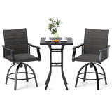 Tangkula 3 Pieces Wicker Patio Swivel Bar Set