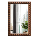 Tangkula Rustic Wall Mirror, 24" x 36" Rectangle Wall Mounted Mirror w/Solid Wood Frame