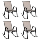 Tangkula Patio Rocking Chair Set of 2/4, Outdoor Ergonomic Rockers with Breathable Fabric Seat