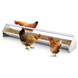 Tangkula Chicken Feeding Trough, 45 Inch Long Heavy Duty Galvanized Steel Coop Feeder with Drainage Holes