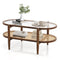 40”L Boho Oval Acacia Wood Cocktail Table - Tangkula