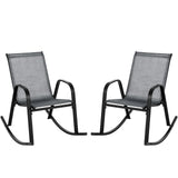 Tangkula Patio Rocking Chair Set of 2/4, Outdoor Ergonomic Rockers with Breathable Fabric Seat