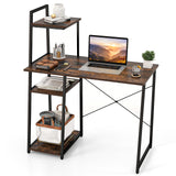 Tangkula Computer Desk with Shelves, Space Saving Home Office Desk with 3-Tier Ladder Shaped Storage Bookshelf