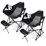 Tangkula Folding Camping Chair, Portable Camp Chair with Retractable Footrest