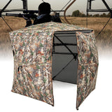 Tangkula 2-3 Person Hunting Blind with Full Open Door, 360 Degree See Through Ground Blind with Silent Slide Windows