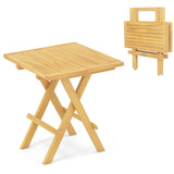 Tangkula Patio Folding Side Table, Teak Wood Square Coffee Table