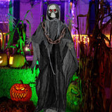 Tangkula 6.4 FT Halloween Animatronic Standing Grim Reaper with Chain