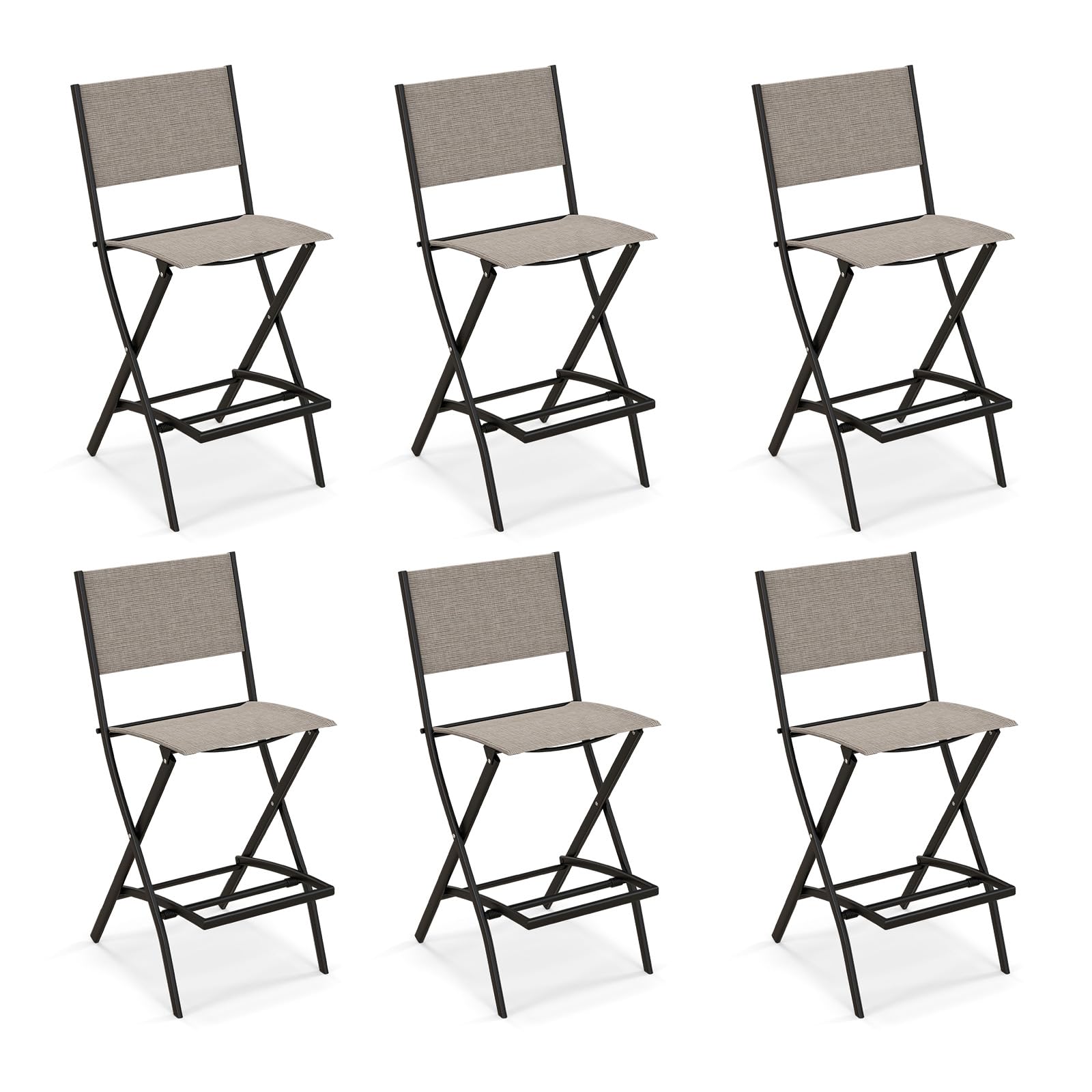 Counter Height Folding Bar Chairs with Back and Footrest - Tangkula