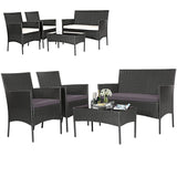 Tangkula Patio Furniture Set, Outdoor Wicker Conversation Set with Tempered Glass Coffee Table