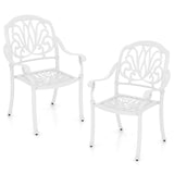 Tangkula Set of 2, Set of 4 Cast Aluminum Patio Dining Chairs, Stackable Outdoor Dining Chairs with Armrests