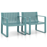 Tangkula Patio Chairs Set of 2/4, Weather-Resistant Plastic Outdoor Armchairs