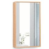 Tangkula Bathroom Medicine Cabinet, Wall Mounted Bamboo Bathroom Cabinet with Single Mirror Door