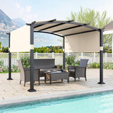 Tangkula 10x10Ft Pergola, Patio Pergola with Retractable Sun Shade Canopy, Extra Large Patio Shelter Pavilion