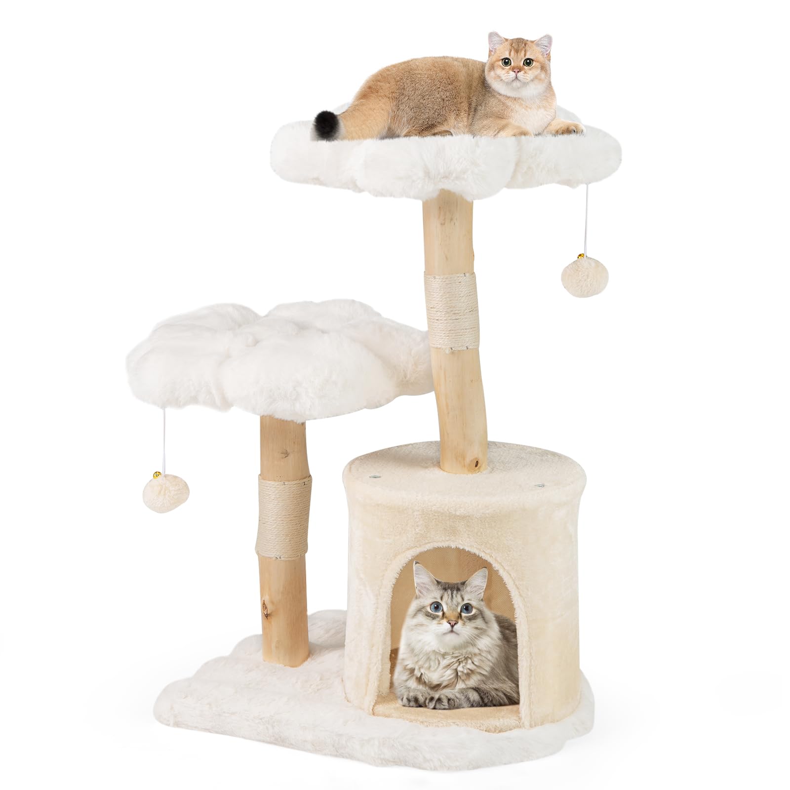 Tangkula Cute Wood Cat Tree(32 Inch)