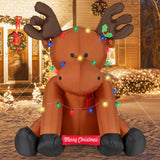 Tangkula 8.5 FT Large Christmas Inflatable Reindeer, Xmas Blow Up Holiday Yard Decoration with 24 LED String Lights