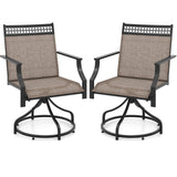 Tangkula Outdoor Swivel Dining Chairs Set of 2/4, Patio Chairs with Quick-Drying Fabric and Metal Frame