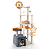 Tangkula Cat Tree Tower, 63 Inch Multi-Level Cat Tower with Cat Condo