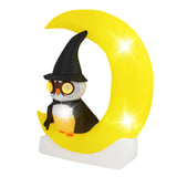 Tangkula 5.1 FT Inflatable Owl on Moon, LED Lighted Halloween Decoration with Large Moon & Wizard Owl