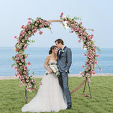 Tangkula 7.4FT Wedding Arch, Round Wooden Arch for Wedding Ceremony