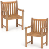 Tangkula Teak Wood Patio Dining Chair